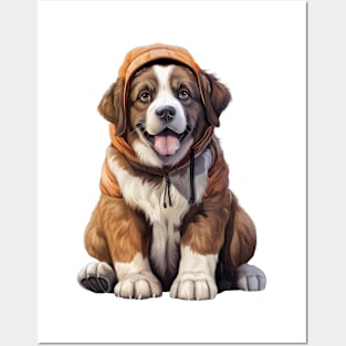 Winter St Bernard Dog Posters and Art